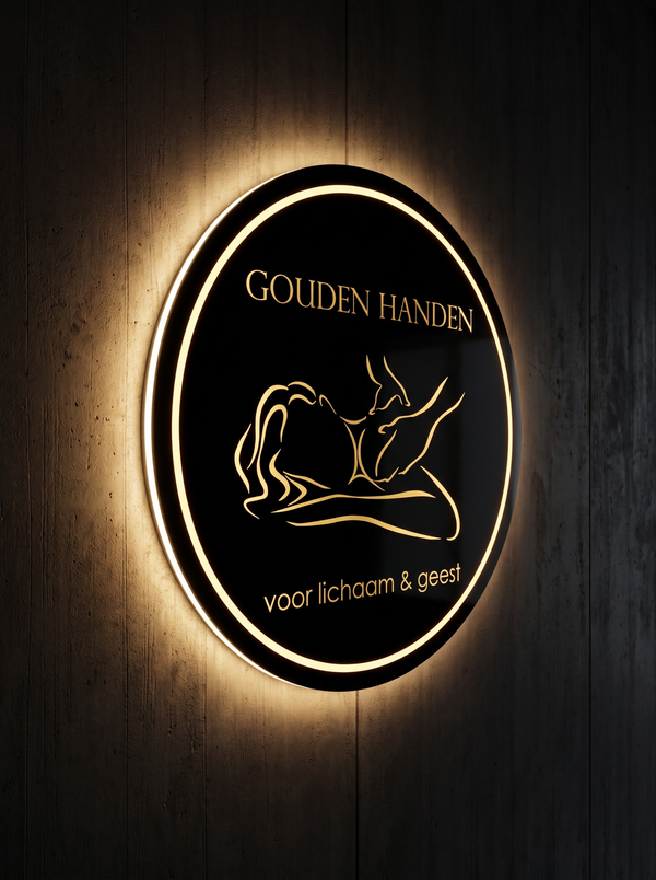 Gouden handen — geleverde neon sign